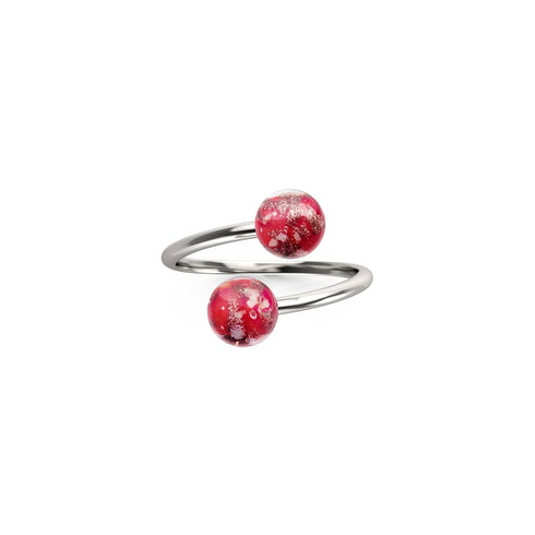 Purpurrot | 925er Sterlingsilber | Glühwürmchenglas | Unendlichkeits-Helix-Ring